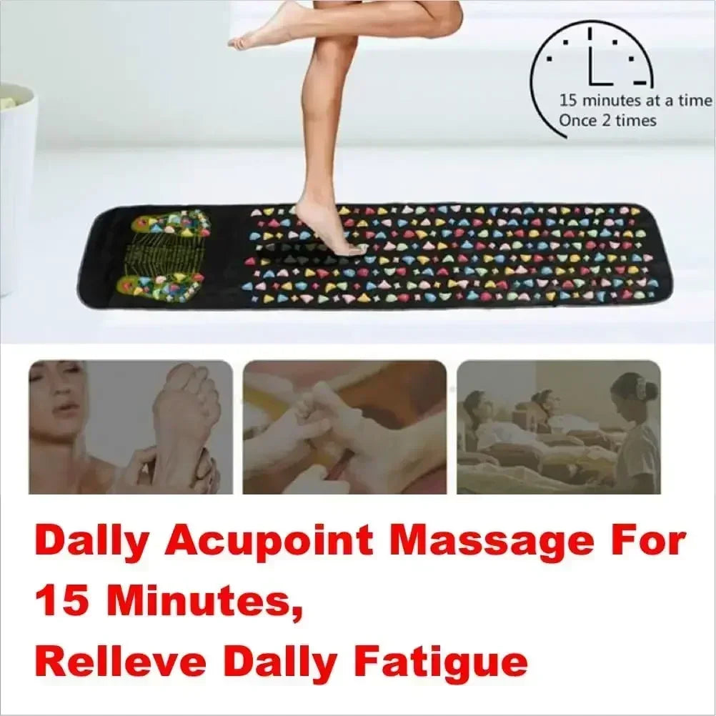 Cobblestone Foot Massage Mat with Acupressure Finger Plate - Tired Feet Relief Walking Pad