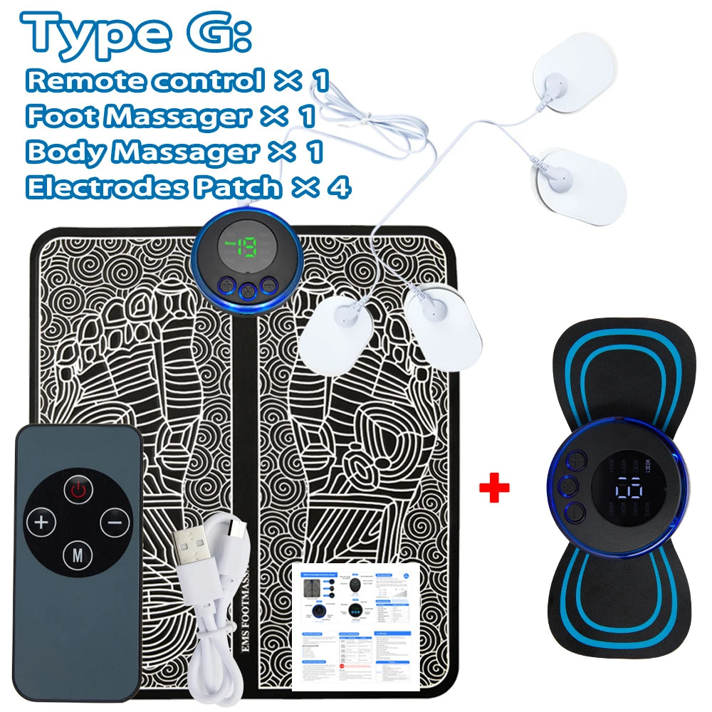 Electric EMS Foot Massager Pad - Wireless Muscle Stimulation Mat for Circulation & Pain Relief