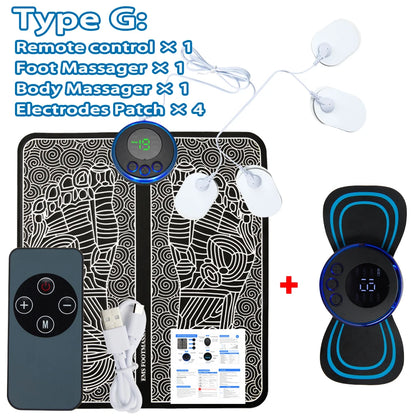 Electric EMS Foot Massager Pad - Wireless Muscle Stimulation Mat for Circulation & Pain Relief