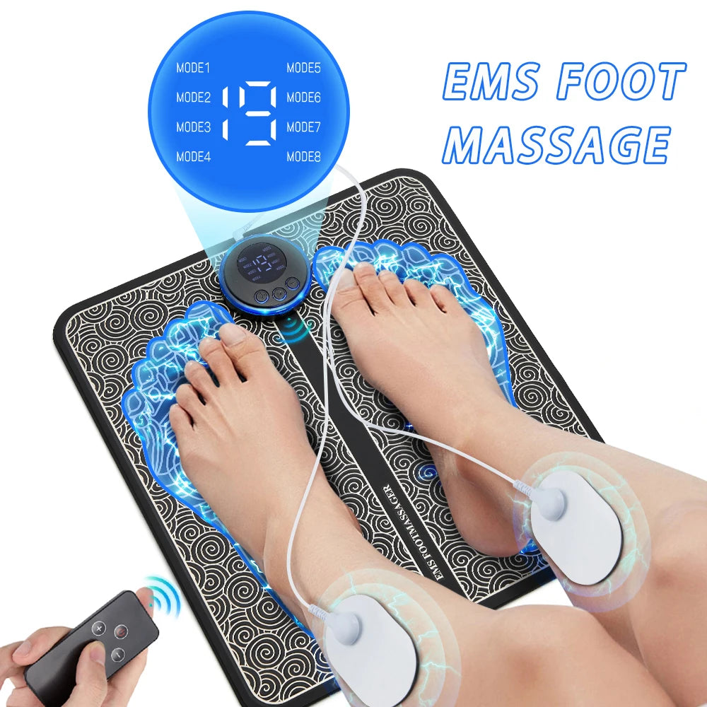 Electric EMS Foot Massager Pad - Wireless Muscle Stimulation Mat for Circulation & Pain Relief