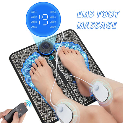 Electric EMS Foot Massager Pad - Wireless Muscle Stimulation Mat for Circulation & Pain Relief