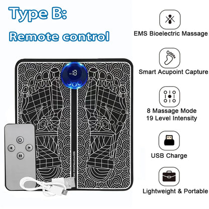 Electric EMS Foot Massager Pad - Wireless Muscle Stimulation Mat for Circulation & Pain Relief