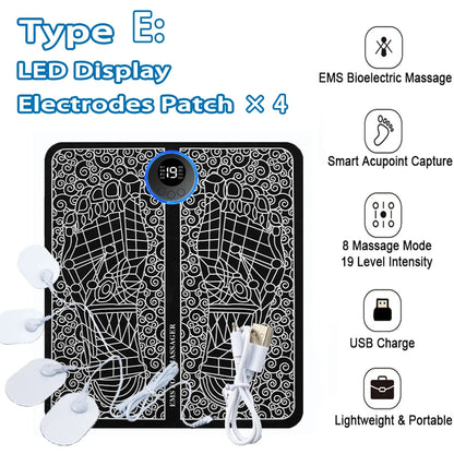 Electric EMS Foot Massager Pad - Wireless Muscle Stimulation Mat for Circulation & Pain Relief