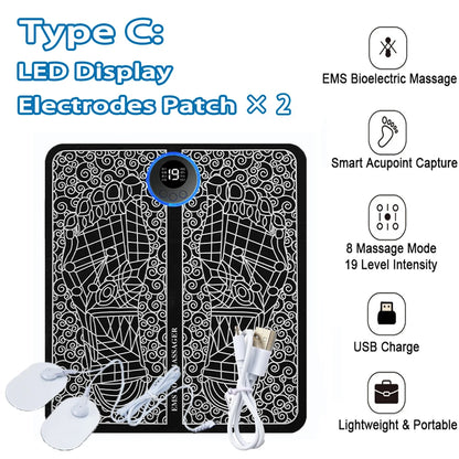 Electric EMS Foot Massager Pad - Wireless Muscle Stimulation Mat for Circulation & Pain Relief