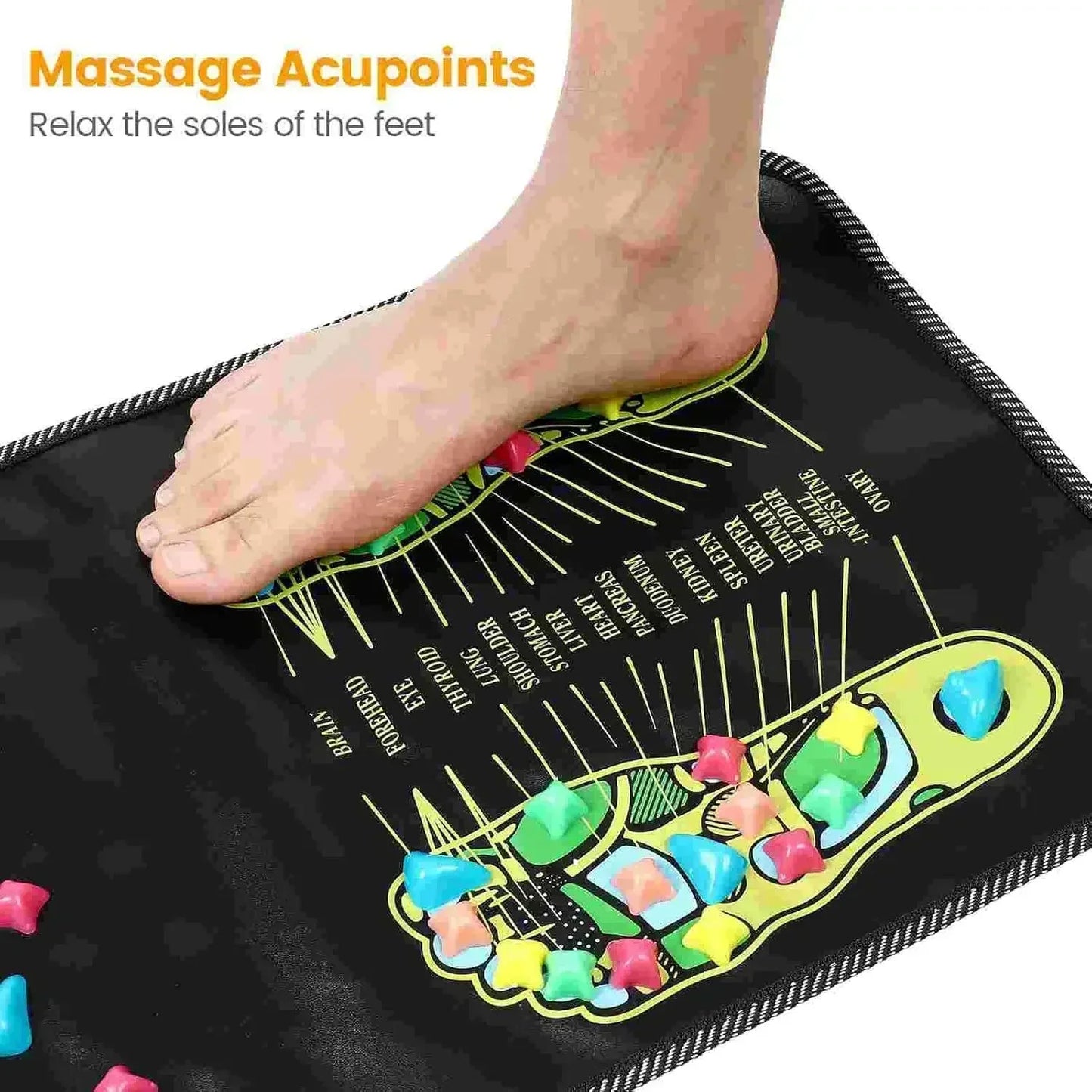 Cobblestone Foot Massage Mat with Acupressure Finger Plate - Tired Feet Relief Walking Pad