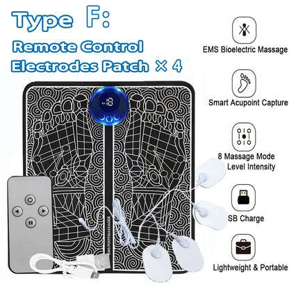 Electric EMS Foot Massager Pad - Wireless Muscle Stimulation Mat for Circulation & Pain Relief