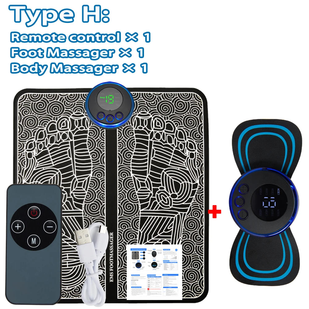 Electric EMS Foot Massager Pad - Wireless Muscle Stimulation Mat for Circulation & Pain Relief