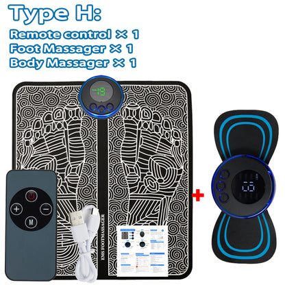 Electric EMS Foot Massager Pad - Wireless Muscle Stimulation Mat for Circulation & Pain Relief