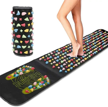 Cobblestone Foot Massage Mat with Acupressure Finger Plate - Tired Feet Relief Walking Pad