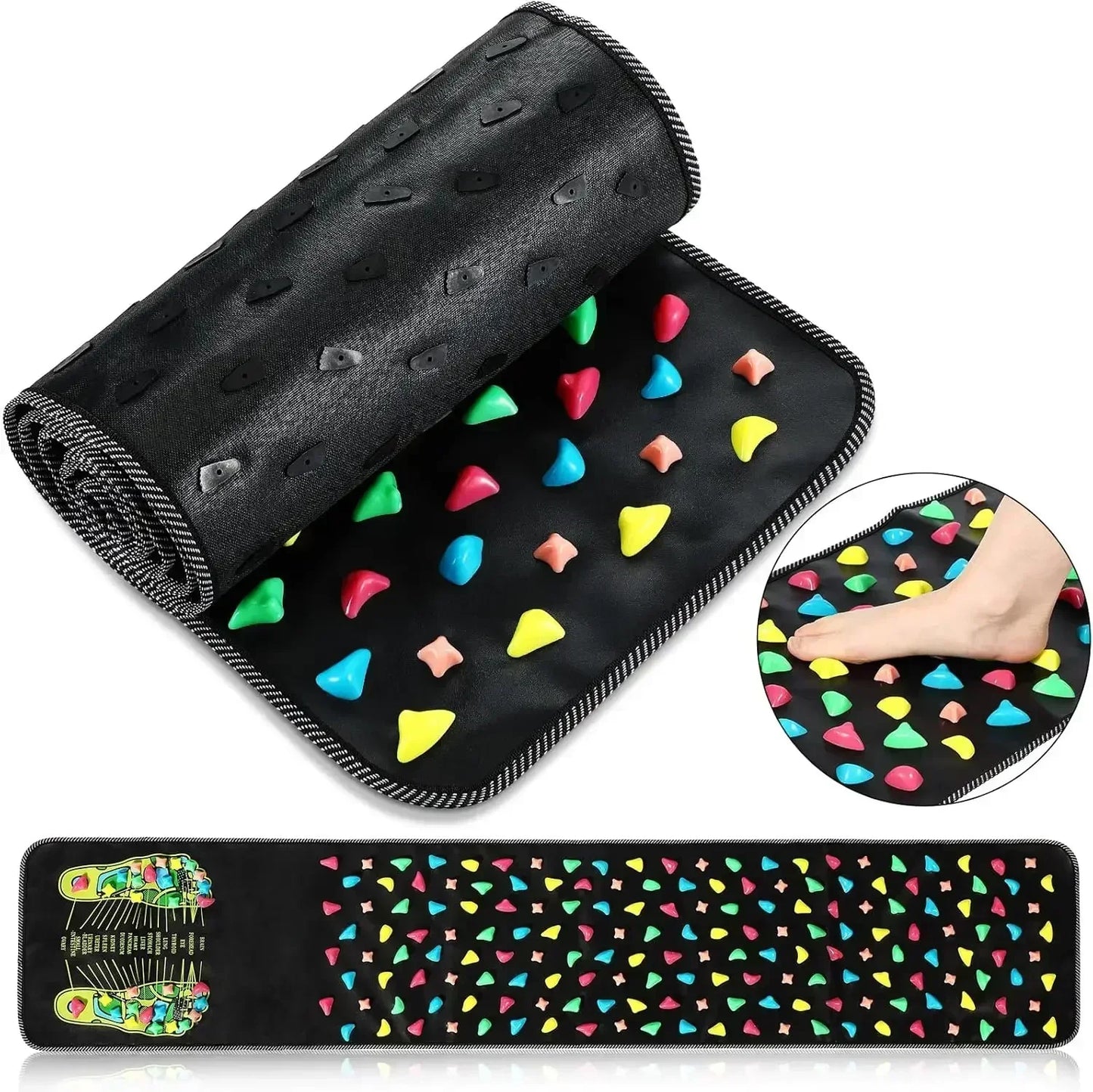 Cobblestone Foot Massage Mat with Acupressure Finger Plate - Tired Feet Relief Walking Pad