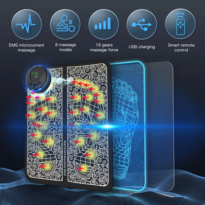 Electric EMS Foot Massager Pad - Wireless Muscle Stimulation Mat for Circulation & Pain Relief