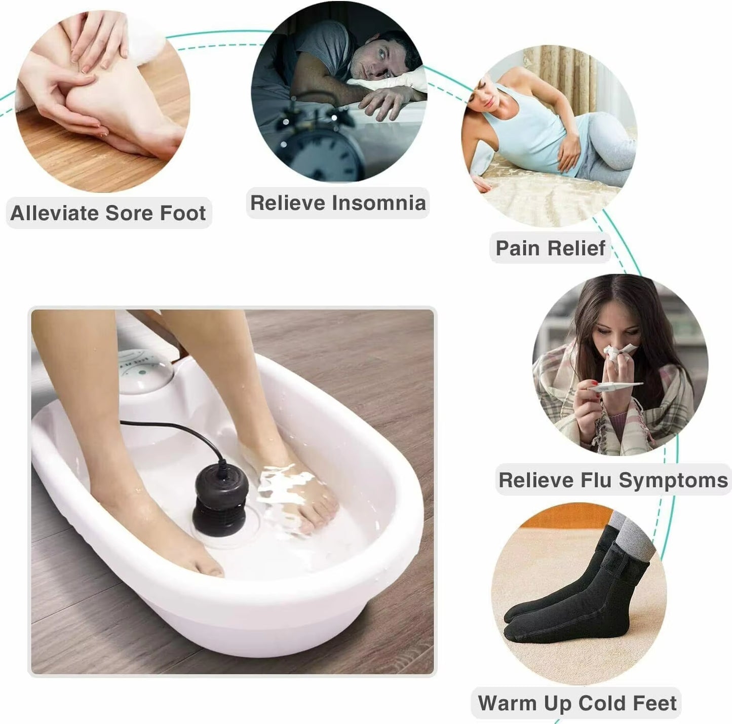 Ionic Detox Foot Spa Bath - Electric Mini Bubble & Vibration Massager for Deep Relaxation